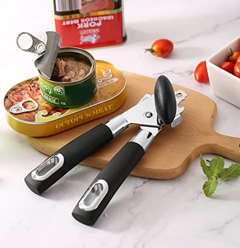 Can Opener, Heavy Duty 3-in-1 Manual Can Opener, Smooth Edge Multi-function Can  Opener With Stainless Steel Blade, Easy-twist Knob And Non-slip Utensi