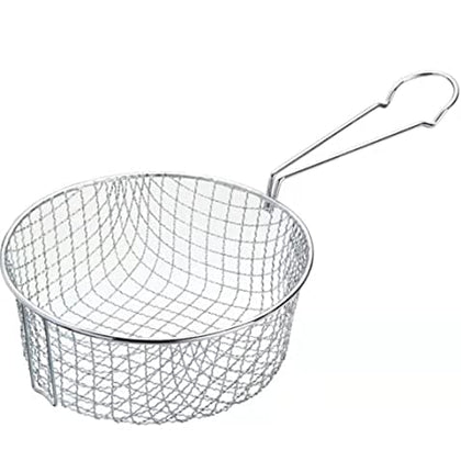 Royal Cuisine Stainless Steel Wire Chip Pan Basket Fish Frying Mesh Basket French Fries Deep Fryer Strainer-Lightweight Long Handled