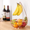 Royal Cuisine Fruit Basket with Banana Hanger/Hook Chrome Wire Modern/Elegant Vegetable Storage Bowl Fixed Holder Stand