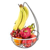 Royal Cuisine Fruit Basket with Banana Hanger/Hook Chrome Wire Modern/Elegant Vegetable Storage Bowl Fixed Holder Stand