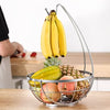 Royal Cuisine Fruit Basket with Banana Hanger/Hook Chrome Wire Modern/Elegant Vegetable Storage Bowl Fixed Holder Stand