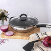 Royal Cuisine Stainless Steel Wok Pan with Glass Lid 28cm