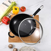 Royal Cuisine Stainless Steel Wok Pan with Glass Lid 28cm
