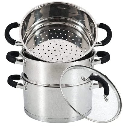 3-Tier Stainless Steel Steamer 18cm