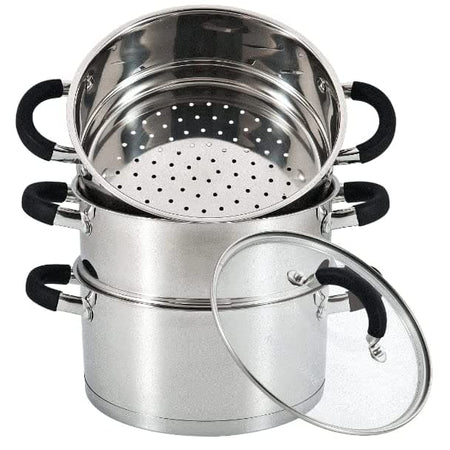 3-Tier Stainless Steel Steamer 18cm