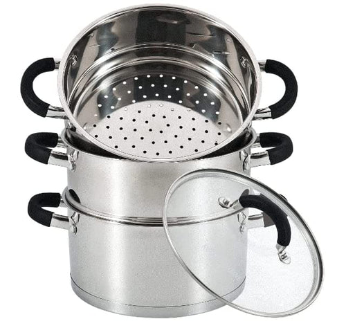 3-Tier Stainless Steel Steamer 18cm