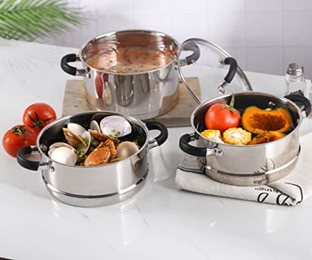 3-Tier Stainless Steel Steamer 18cm