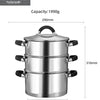 3-Tier Stainless Steel Steamer 18cm