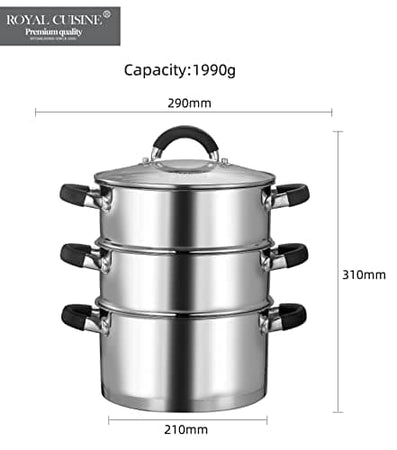 3-Tier Stainless Steel Steamer 18cm