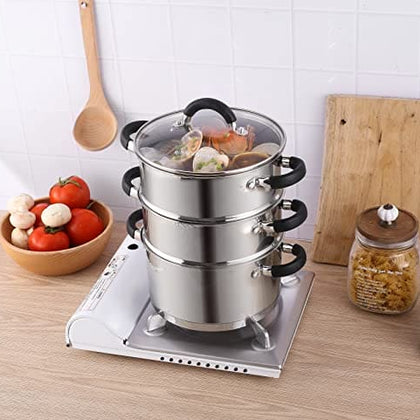 3-Tier Stainless Steel Steamer 18cm
