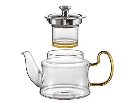 Royal Cuisine Glass Teapot, Premium Borosilicate Glass with Removable Infuser, Stovetop Safe Tea Kettle,