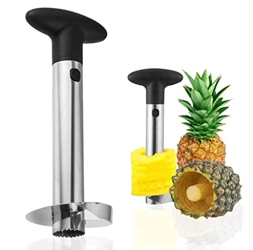 Royal Cuisine Pineapple Slicer Cutter Corer [3-in-1] for Diced Fruit Rings Stainless Steel Kitchen Tool with Anti Slip Handle Thicker Sharper Blade Gadget (Black)