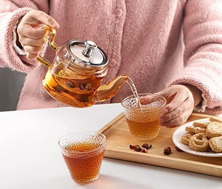 Royal Cuisine Glass Teapot, Premium Borosilicate Glass with Removable Infuser, Stovetop Safe Tea Kettle,