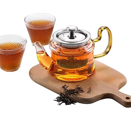Royal Cuisine Glass Teapot, Premium Borosilicate Glass with Removable Infuser, Stovetop Safe Tea Kettle,