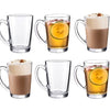 Royal Cuisine Set of 6 Heat Resistant Handled Black/Green Tea Cups Cappuccino/Coffee Latte Milk iced Coffee Glass Mugs Great Gift for Espresso hot Chocolate Tea Lovers