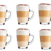 Royal Cuisine Set of 6 Heat Resistant Handled Black/Green Tea Cups Cappuccino/Coffee Latte Milk iced Coffee Glass Mugs Great Gift for Espresso hot Chocolate Tea Lovers