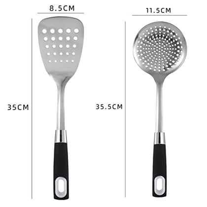 Royal Cuisine Set of Stainless Steel Fish Slicer Slotted Turner and Slotted Skimmer Strainer Spoon