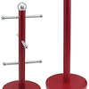 Royal Cuisine Kitchen Towel Holder and Mug Tree Set Red