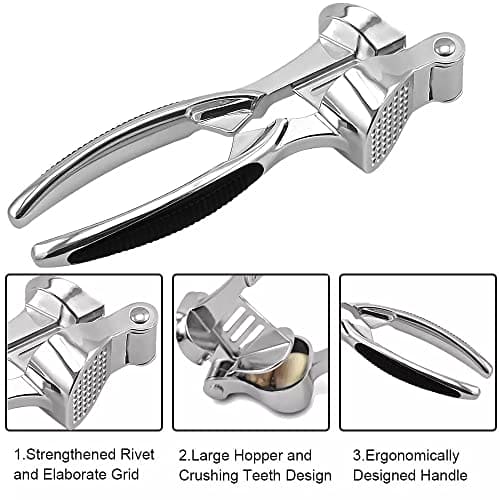 Royal Cuisine Stainless Steel Garlic Press Professional Kitchen Heavy Duty Garlic Crusher