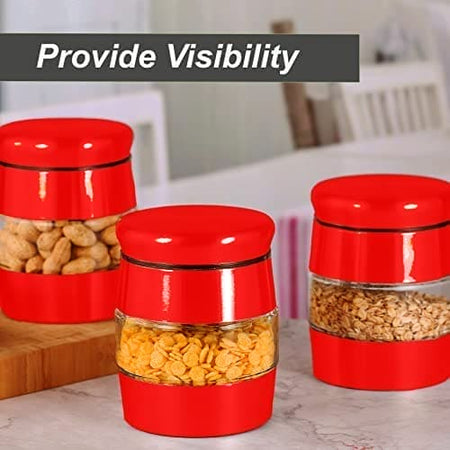 3 pcs Glass Storage Jars Canister Set - White